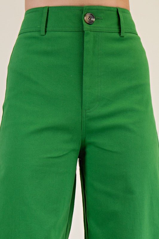 Fling High - Waisted Pants - Green - Revel Boutique