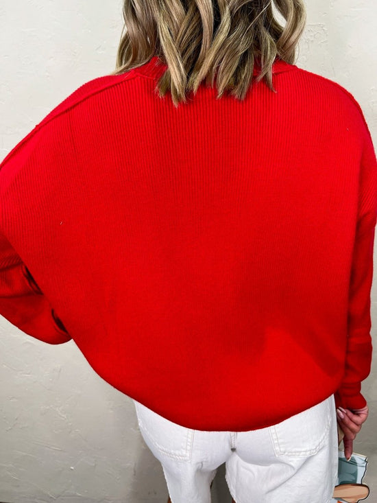 FNL Ribbed Sweater - Red - Revel Boutique