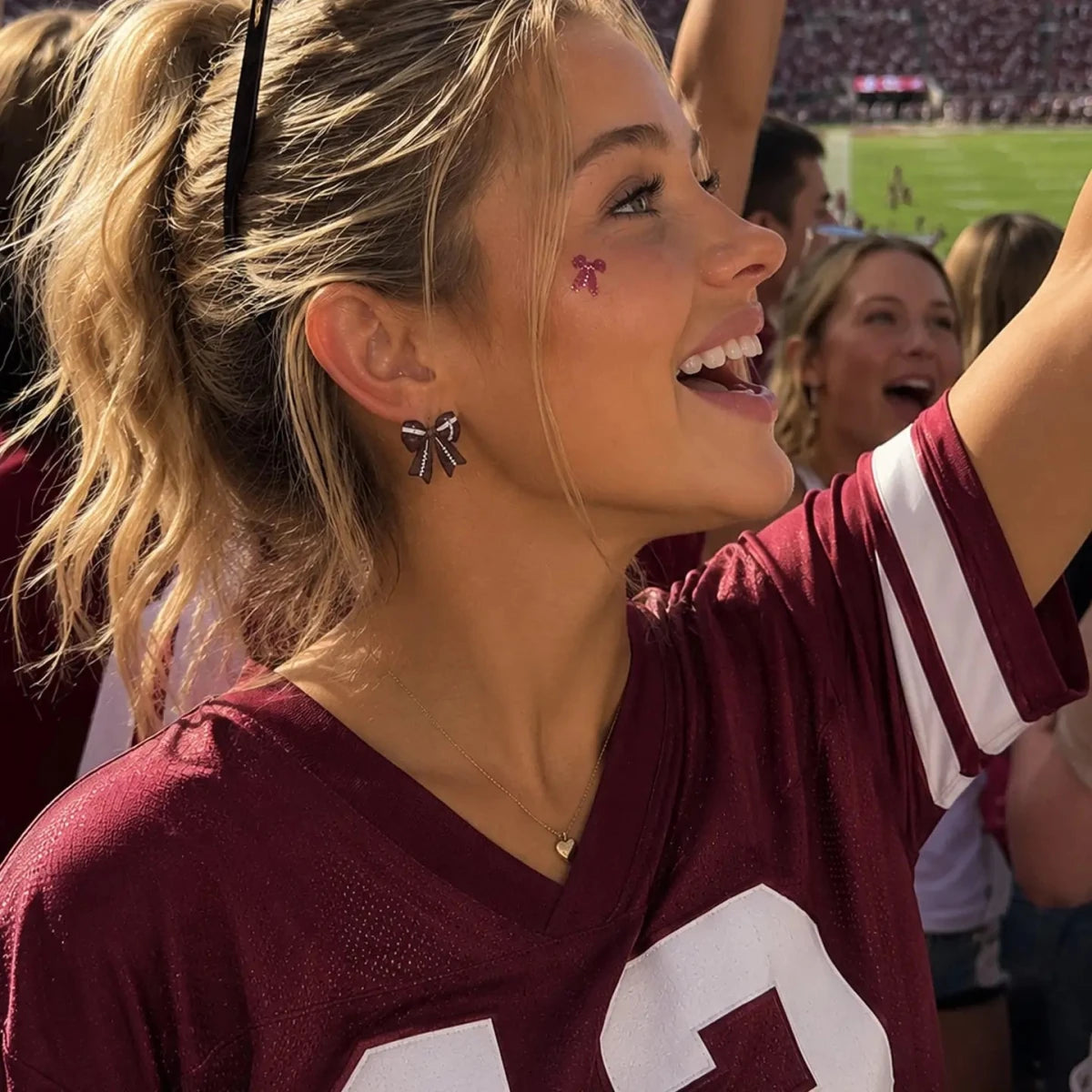 Football Bow Earrings - Revel Boutique