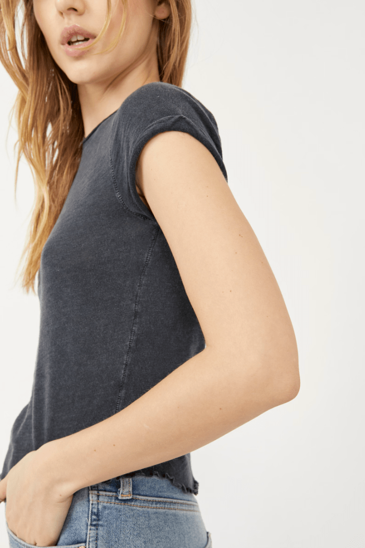 Free People: Be My Baby Tee - Black - Revel Boutique