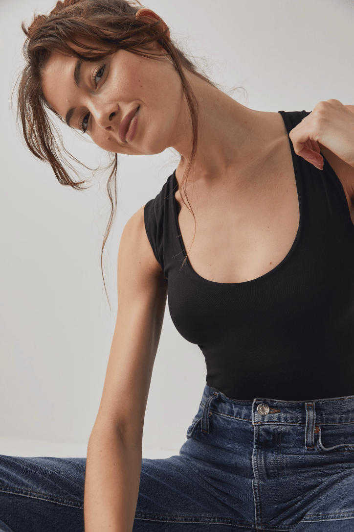 Free People: Clean Lines Muscle Cami - Black - Revel Boutique