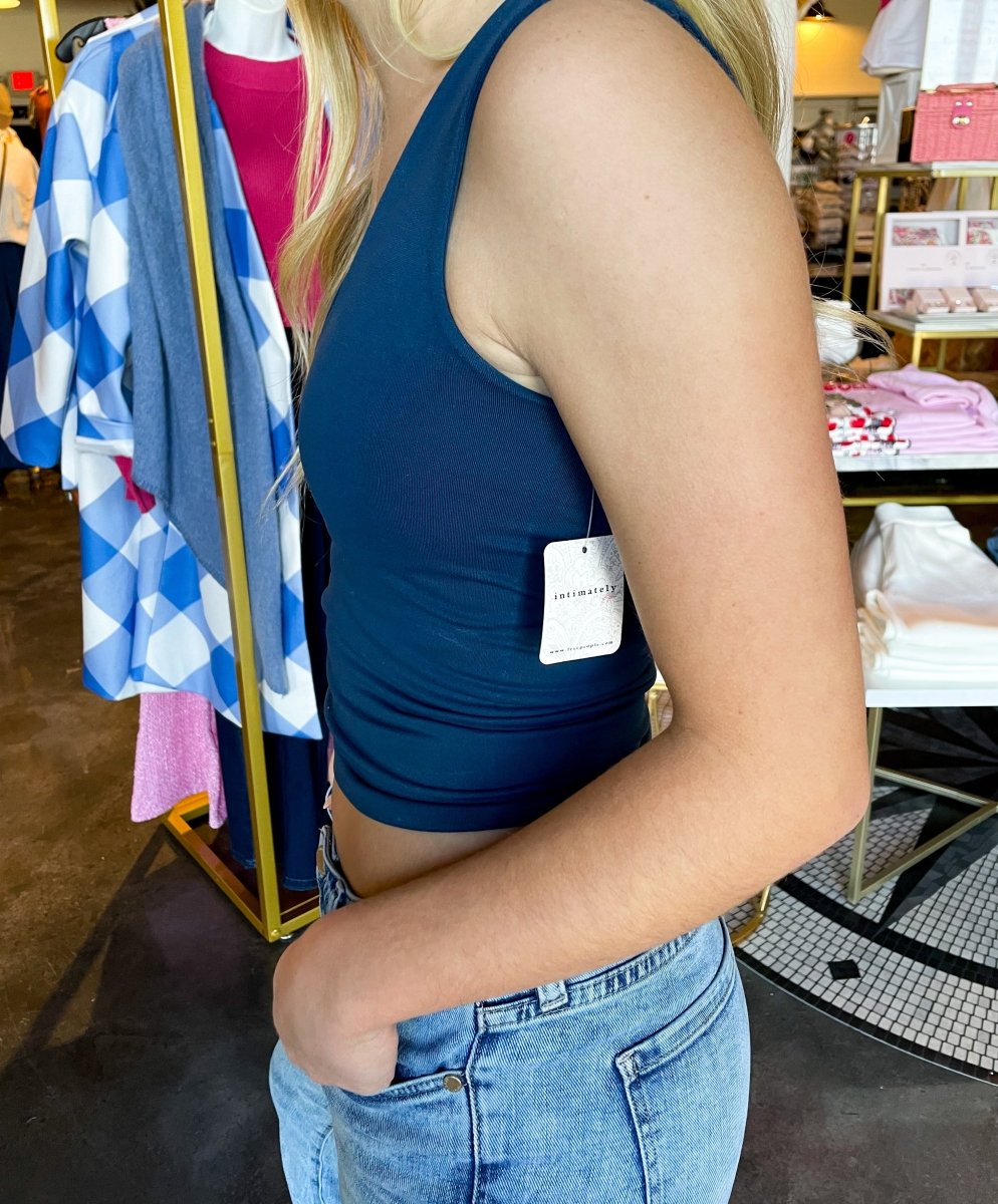 Free People: Clean Lines Muscle Cami - Navy - Revel Boutique
