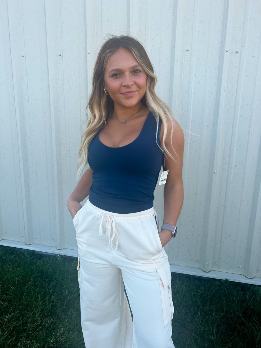 Free People: Clean Lines Muscle Cami - Navy - Revel Boutique