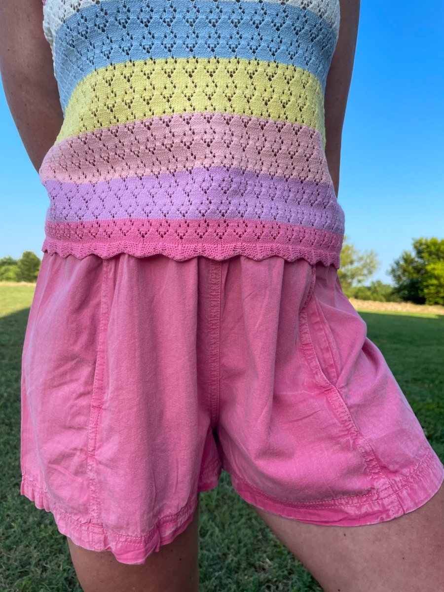 Free People: Get Free Poplin Pull On Shorts - Gumdrop - Revel Boutique