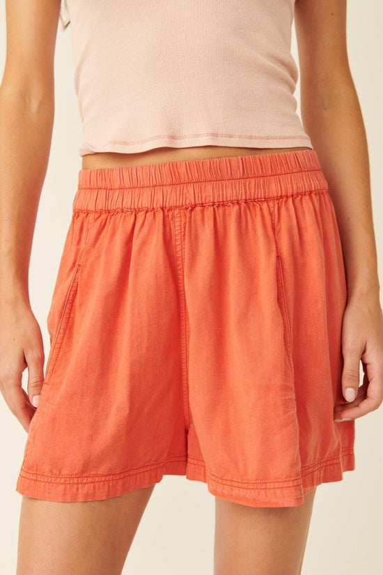 Free People: Get Free Poplin Pull On Shorts - Mandarin Red - Revel Boutique