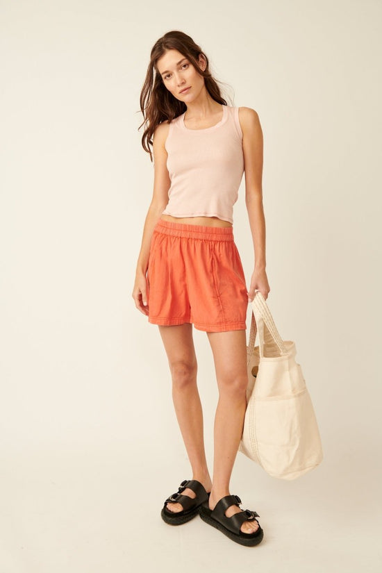Free People: Get Free Poplin Pull On Shorts - Mandarin Red - Revel Boutique