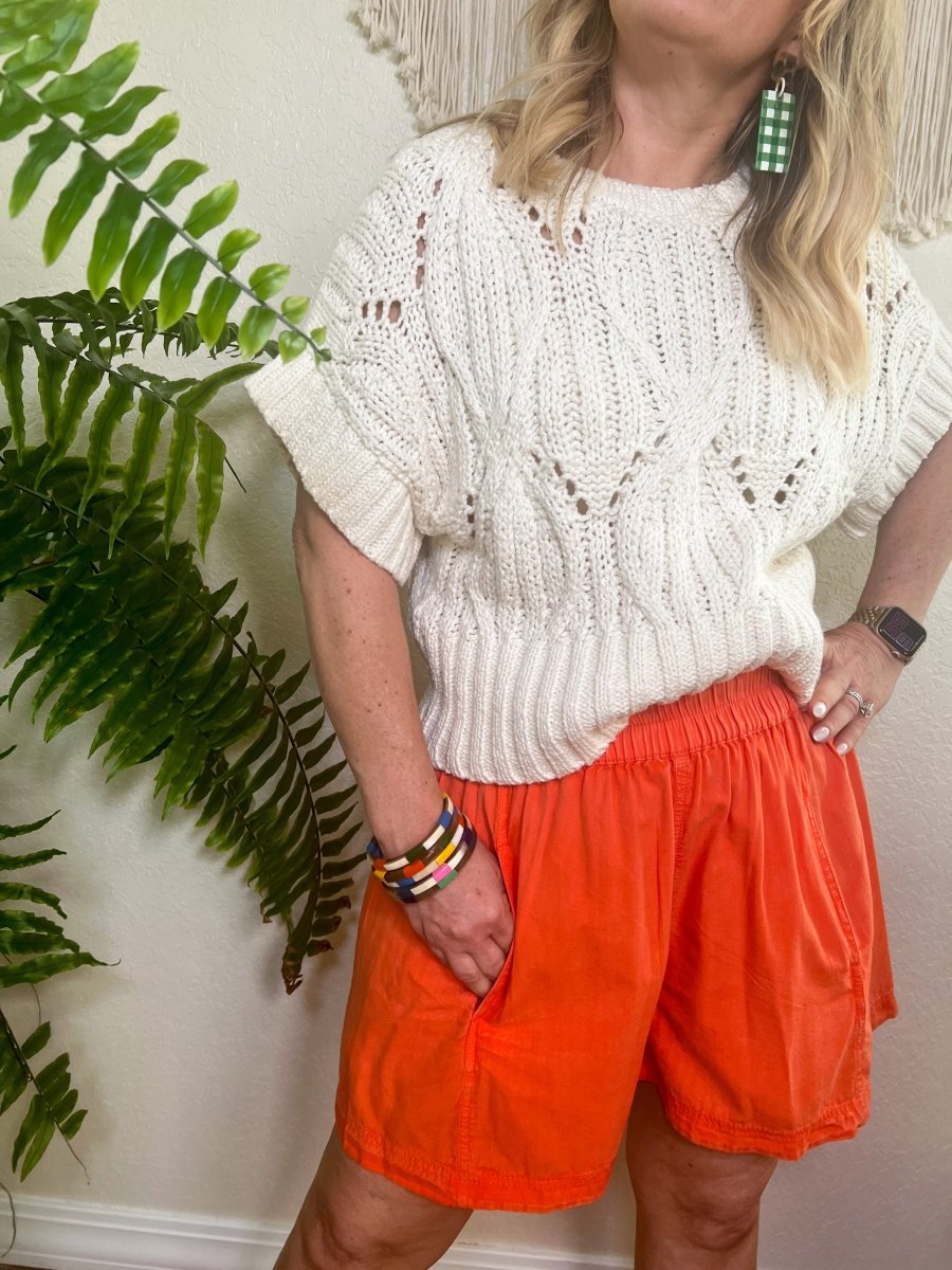 Free People: Get Free Poplin Pull On Shorts - Mandarin Red - Revel Boutique
