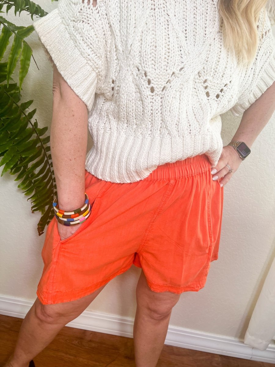 Free People: Get Free Poplin Pull On Shorts - Mandarin Red - Revel Boutique