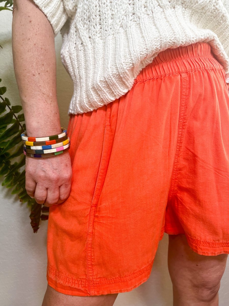 Free People: Get Free Poplin Pull On Shorts - Mandarin Red - Revel Boutique