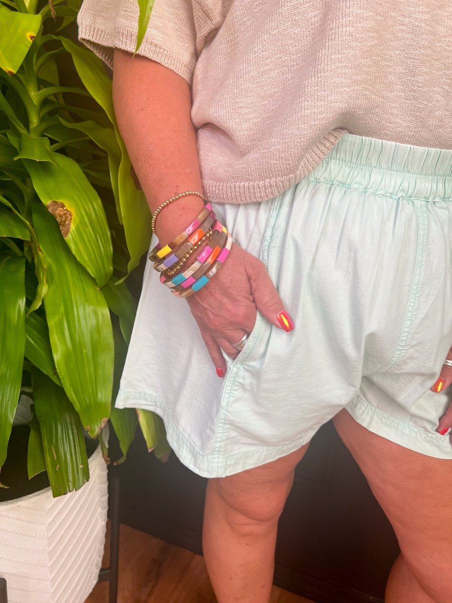 Free People: Get Free Poplin Pull On Shorts - Mineral Sea - Revel Boutique