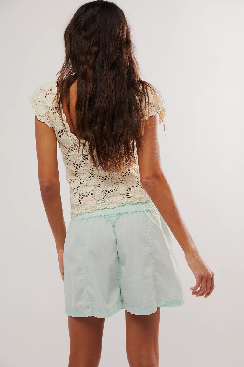 Free People: Get Free Poplin Pull On Shorts - Mineral Sea - Revel Boutique