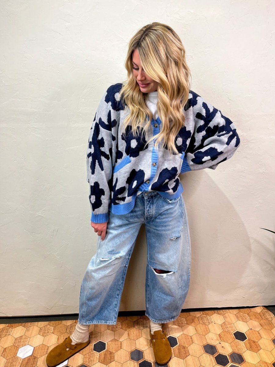 Free People: Good Luck Mid Rise Barrel - Barnyard Blue - Revel Boutique