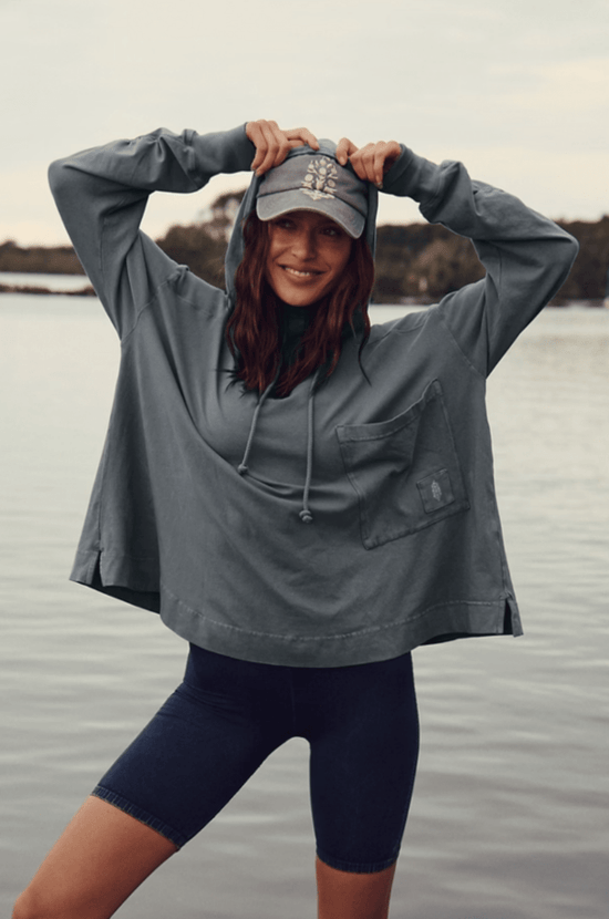 Free People: Hot Shot Hooded Layer - Gunmetal - Revel Boutique