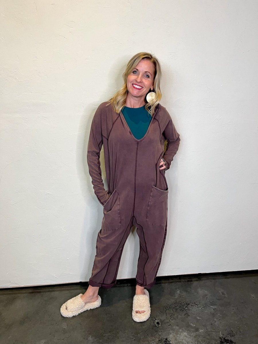 Free People: Hot Shot Long Sleeve Onesie - Dark Espresso - Revel Boutique