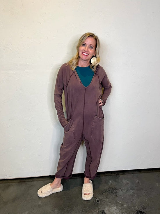 Free People: Hot Shot Long Sleeve Onesie - Dark Espresso - Revel Boutique