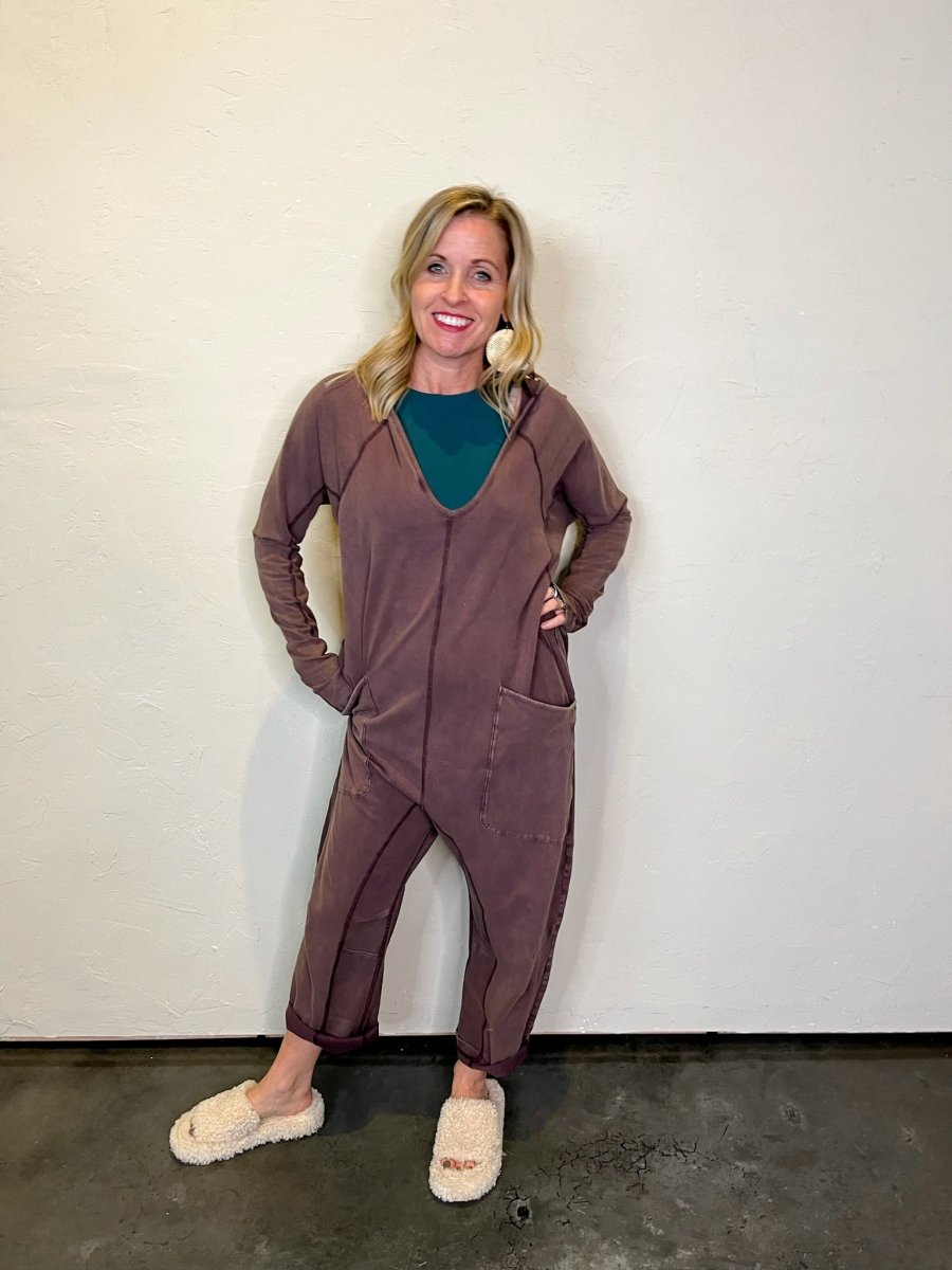 Free People: Hot Shot Long Sleeve Onesie - Dark Espresso - Revel Boutique