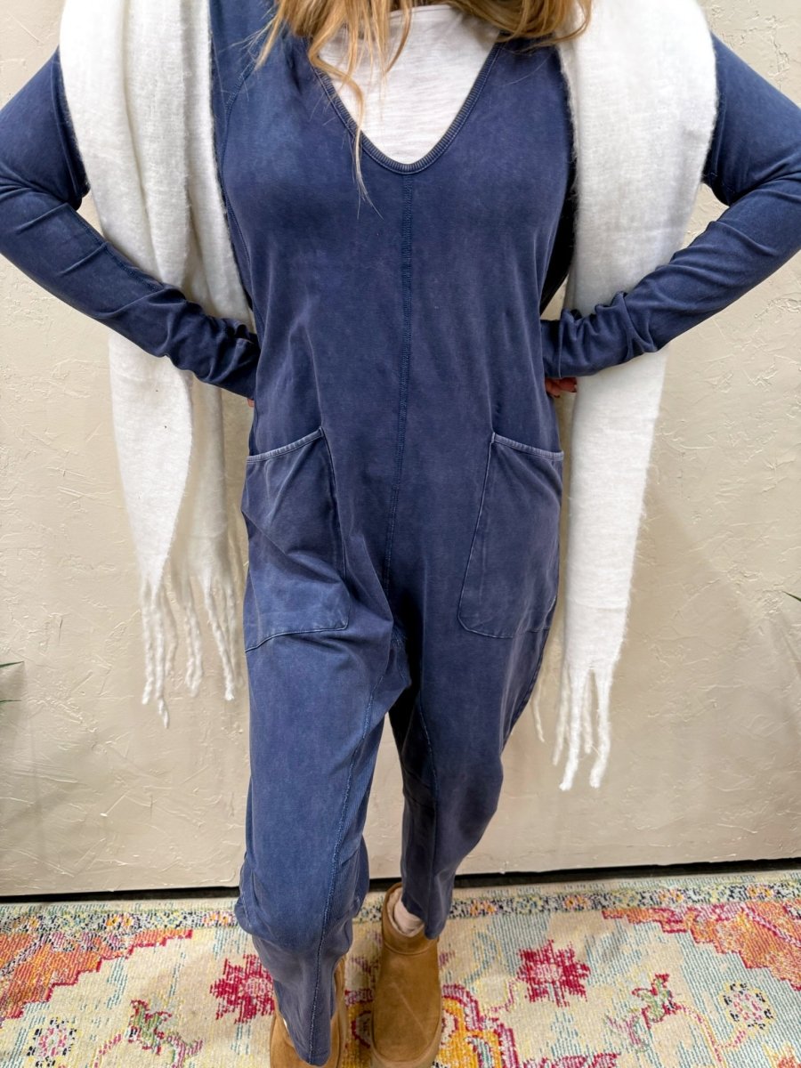 Free People: Hot Shot Long Sleeve Onesie - Midnight Navy - Revel Boutique