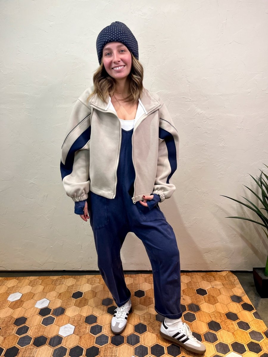 Free People: Hot Shot Long Sleeve Onesie - Midnight Navy - Revel Boutique