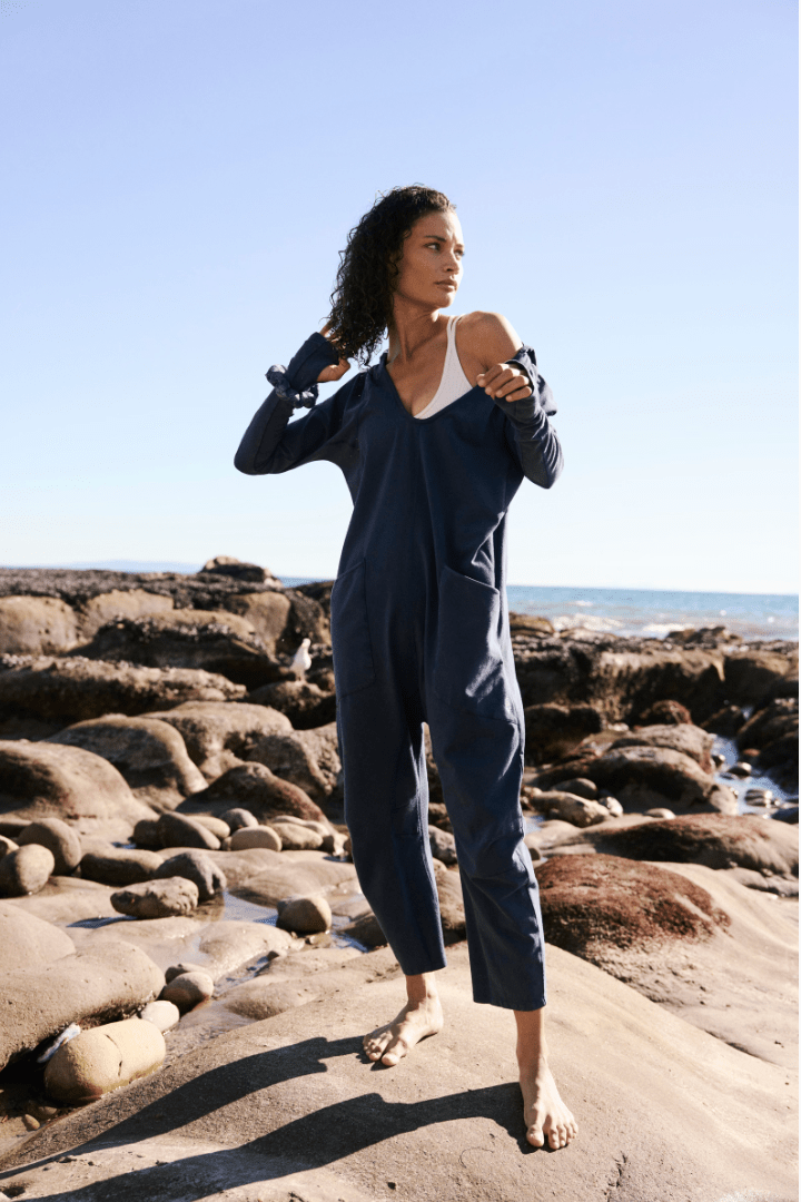 Free People: Hot Shot Long Sleeve Onesie - Midnight Navy - Revel Boutique