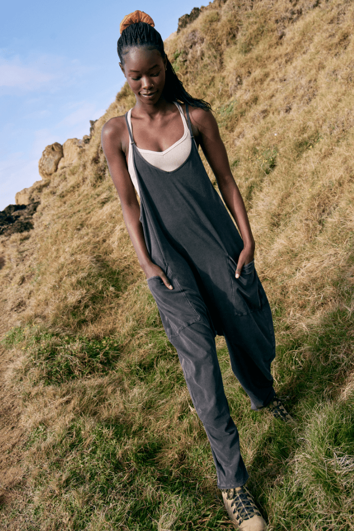 Free People: Hot Shot Onesie - Washed Black - Revel Boutique