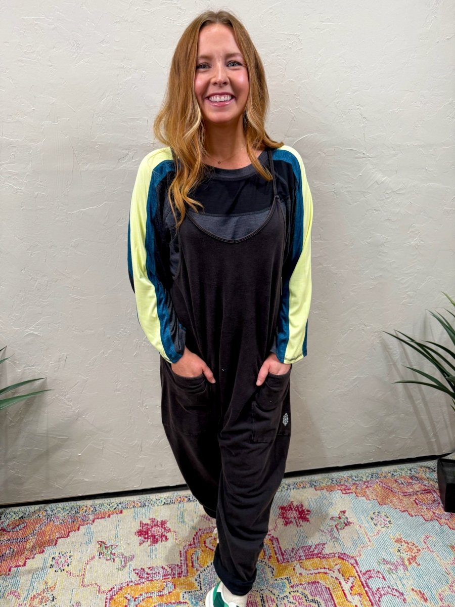 Free People: Hot Shot Onesie - Washed Black - Revel Boutique