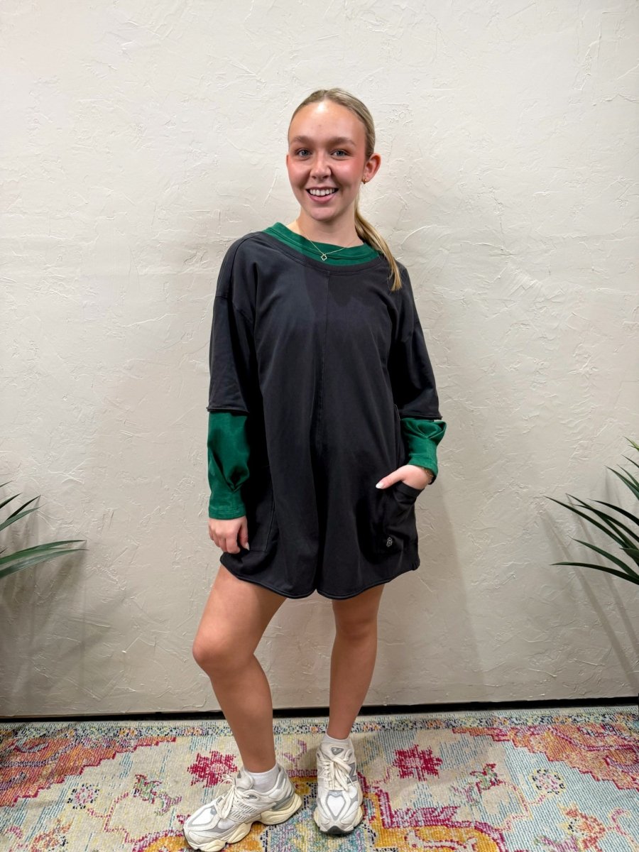 Free People: Hot Shot Tee Romper Coddy - Black - Revel Boutique