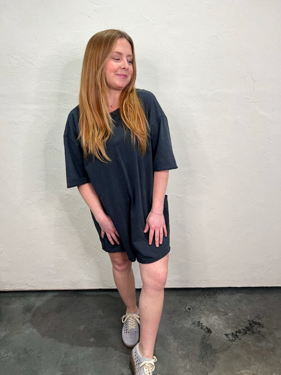 Free People: Hot Shot Tee Romper Coddy - Black - Revel Boutique