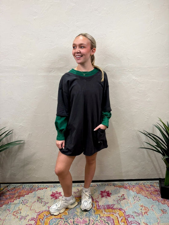 Load image into Gallery viewer, Free People: Hot Shot Tee Romper Coddy - Black - Revel Boutique
