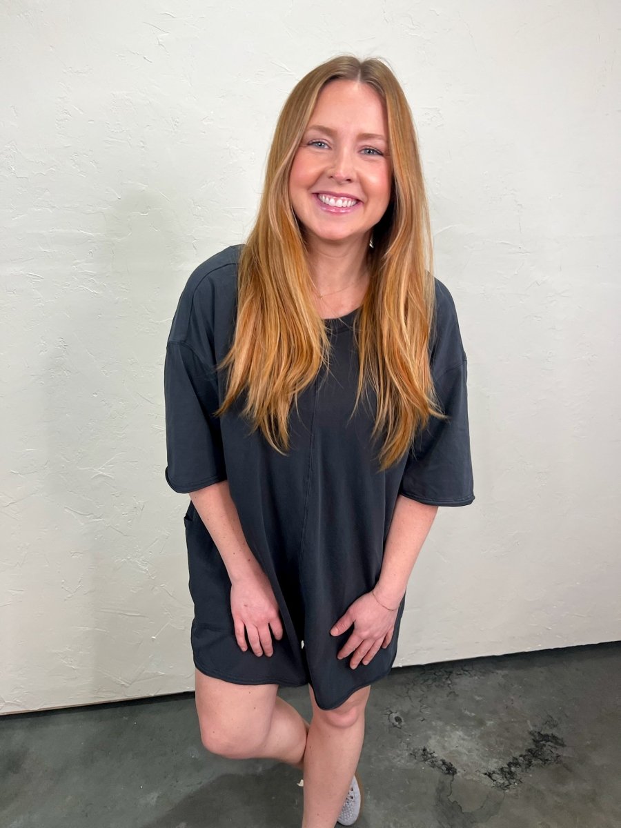 Free People: Hot Shot Tee Romper Coddy - Black - Revel Boutique