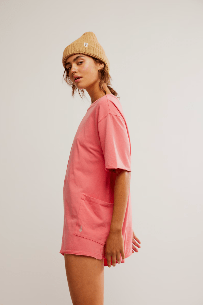 Free People: Hot Shot Tee Romper Coddy - Hibiscus - Revel Boutique