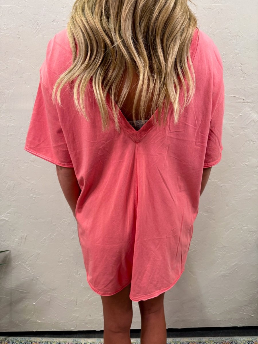 Free People: Hot Shot Tee Romper Coddy - Hibiscus - Revel Boutique