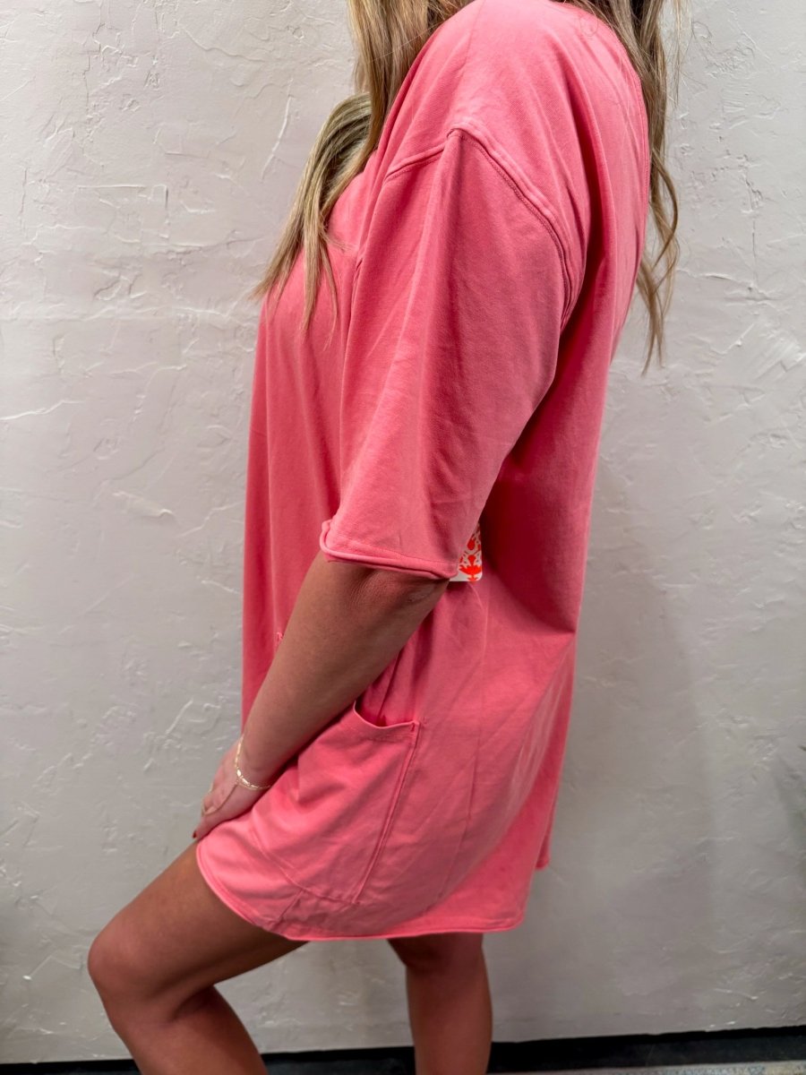 Free People: Hot Shot Tee Romper Coddy - Hibiscus - Revel Boutique