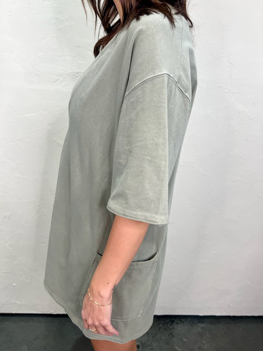 Free People: Hot Shot Tee Romper Coddy - Sage Stone - Revel Boutique