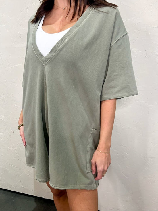 Load image into Gallery viewer, Free People: Hot Shot Tee Romper Coddy - Sage Stone - Revel Boutique
