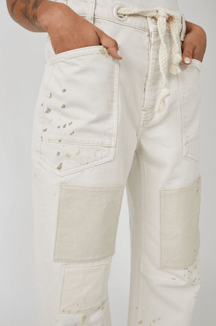 Free People: Moxie Low Slung Pull On Barrel - White - Revel Boutique