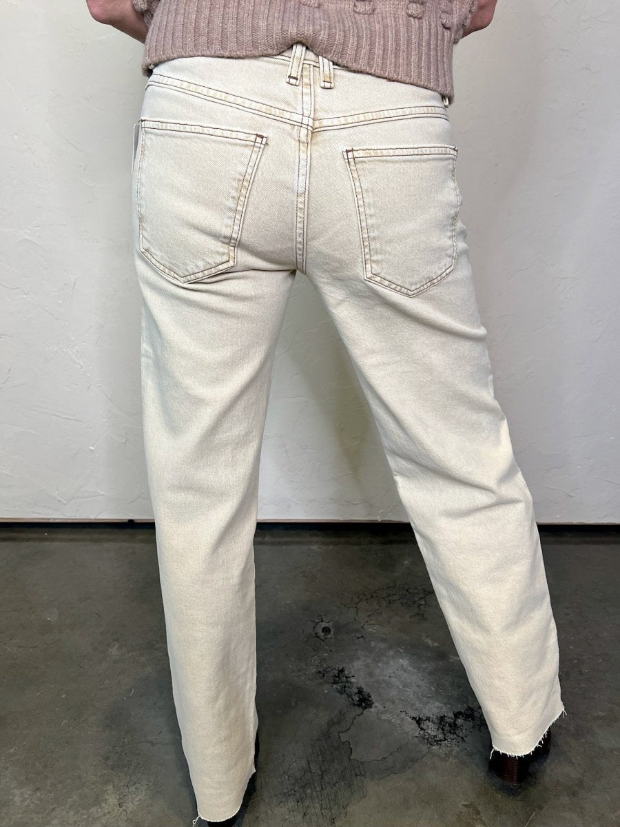 Free People: Risk Taker Mid - Rise Straight - Ecru - Revel Boutique