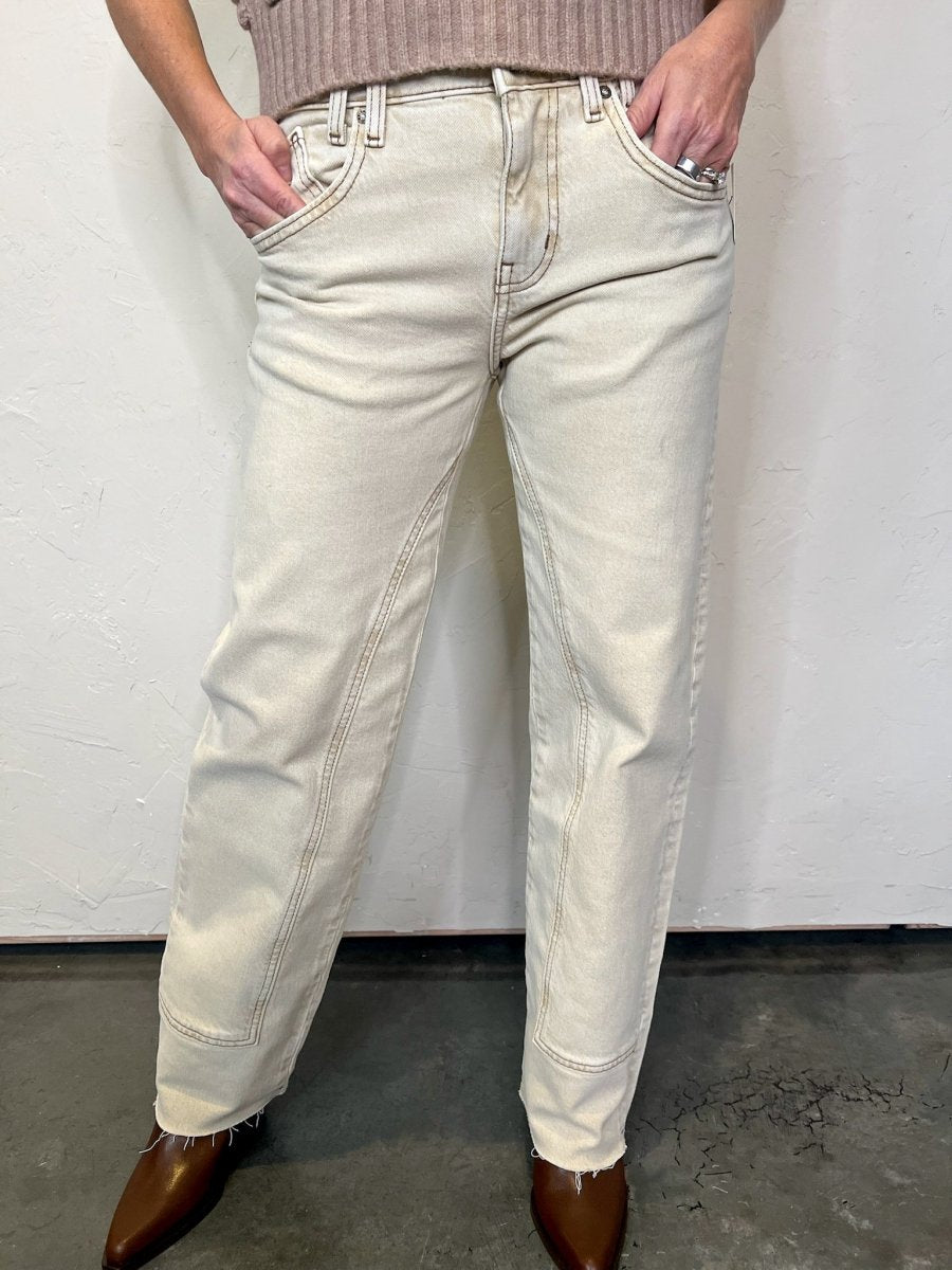 Free People: Risk Taker Mid - Rise Straight - Ecru - Revel Boutique