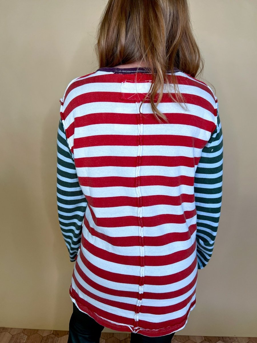 Free People: Sawyer Stripe Tee - Kelp - Revel Boutique