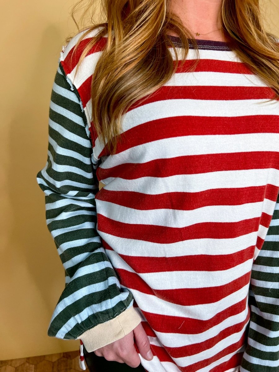 Free People: Sawyer Stripe Tee - Kelp - Revel Boutique