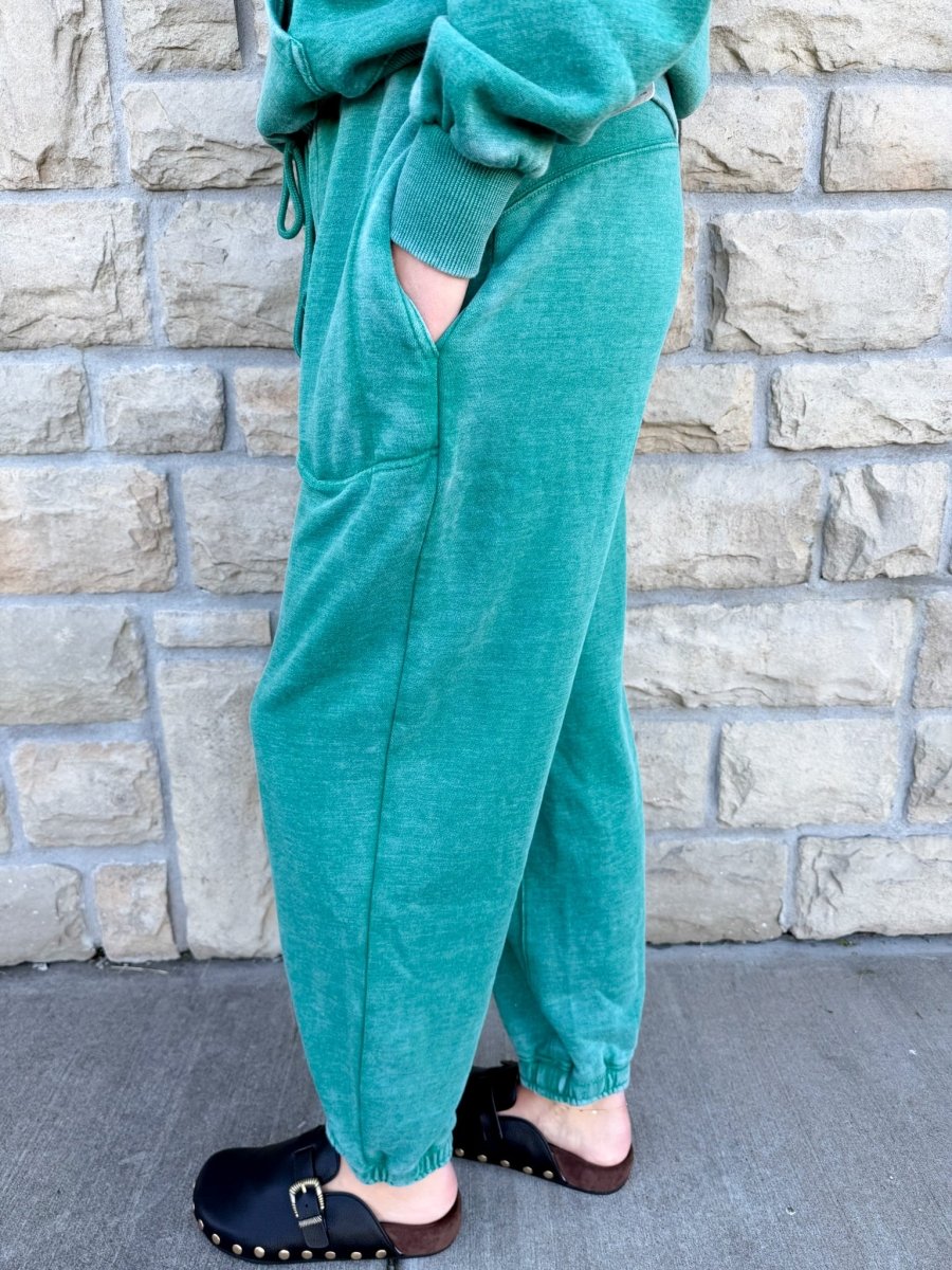 Free People: Slow It Down Joggers - Rainforest Moss - Revel Boutique