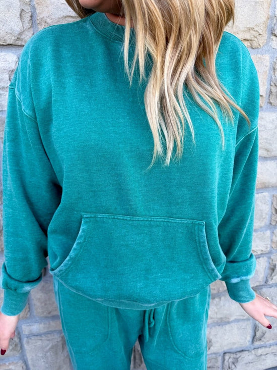 Free People: Slow It Down Pullover - Rainforest Moss - Revel Boutique