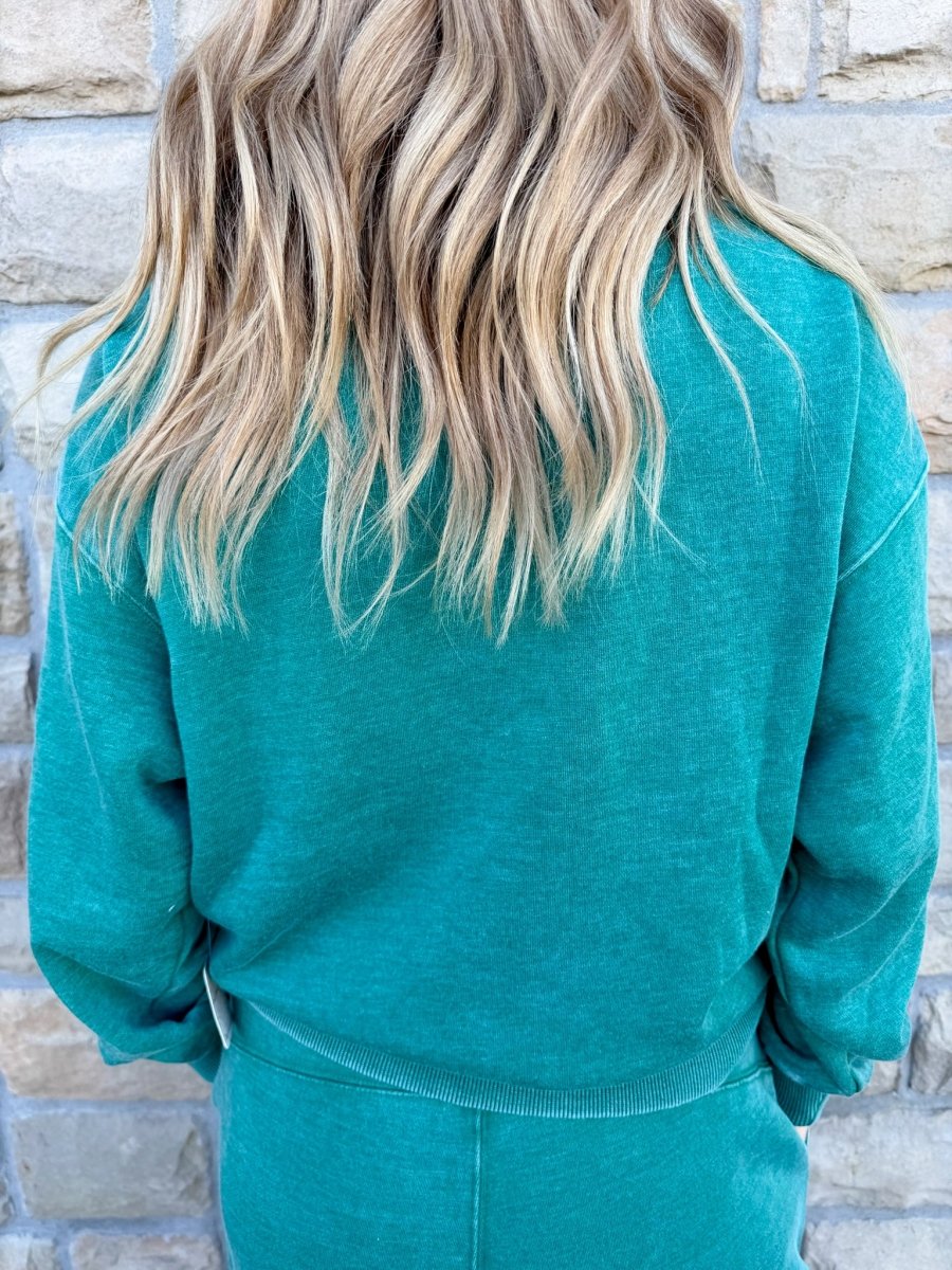 Free People: Slow It Down Pullover - Rainforest Moss - Revel Boutique