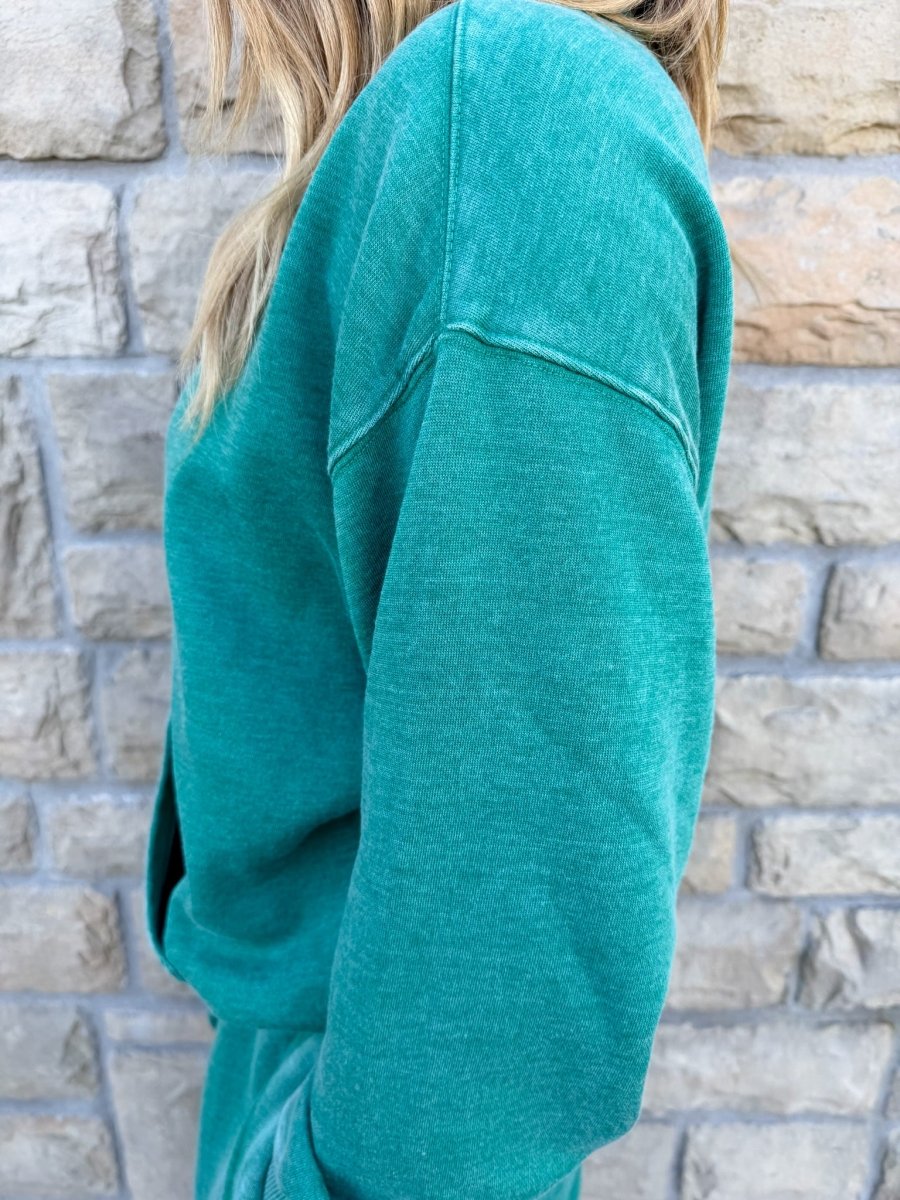 Free People: Slow It Down Pullover - Rainforest Moss - Revel Boutique