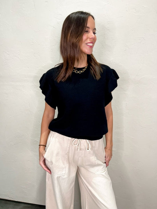 French Girl Ruffle Top - Black - Revel Boutique