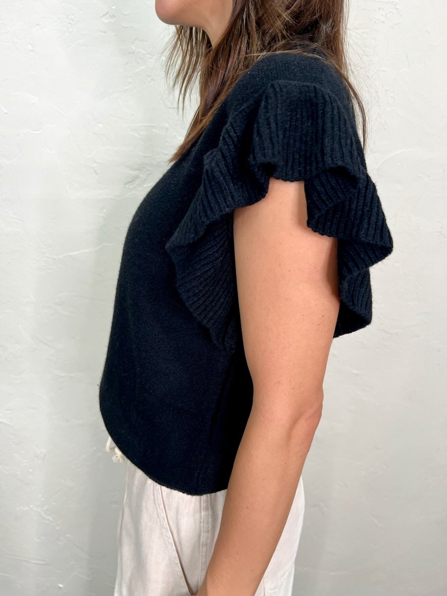 French Girl Ruffle Top - Black - Revel Boutique