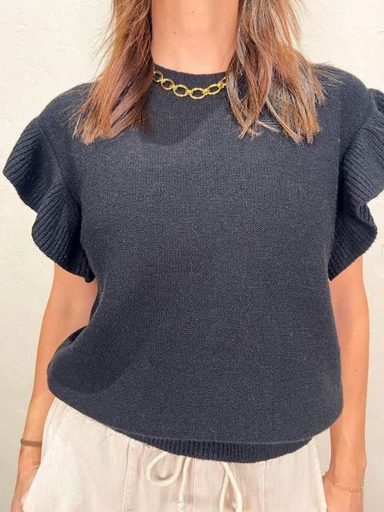 French Girl Ruffle Top - Black - Revel Boutique