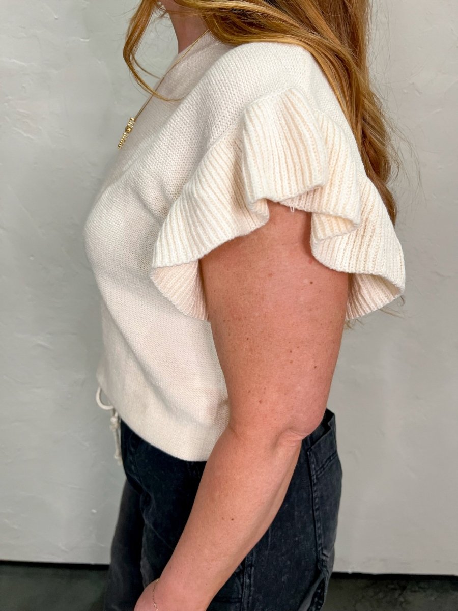 French Girl Ruffle Top - Cream - Revel Boutique