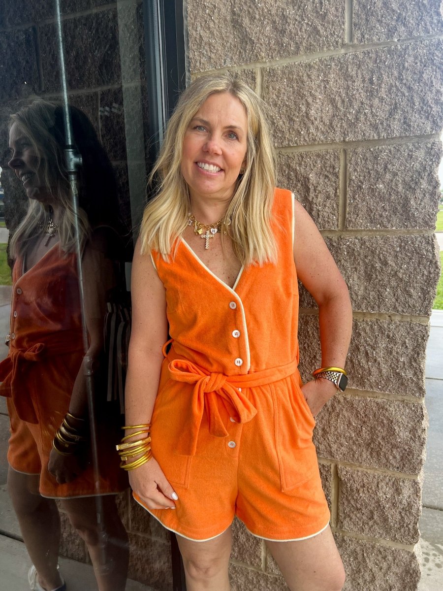 FRNCH: Mila Romper - Orange - Revel Boutique