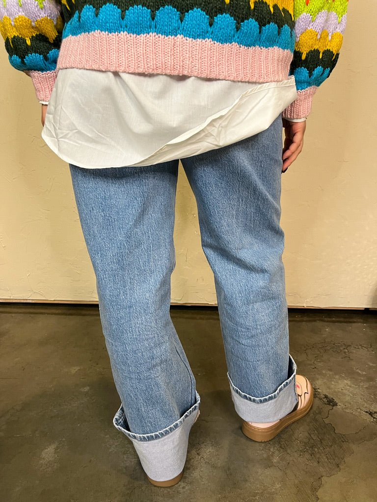 Gabby Big Cuff Denim - Revel Boutique
