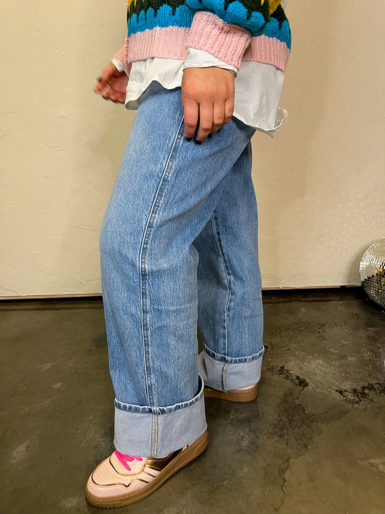 Gabby Big Cuff Denim - Revel Boutique